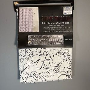 Steve Madden, White and Black Flower Shower Curtain